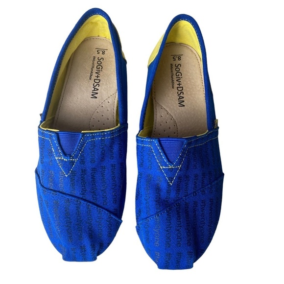 SoGiv Canvas Espadrilles Down Syndrome Slip On Shoes‎ Size 8.5 Blue/ Yellow - Picture 2 of 8